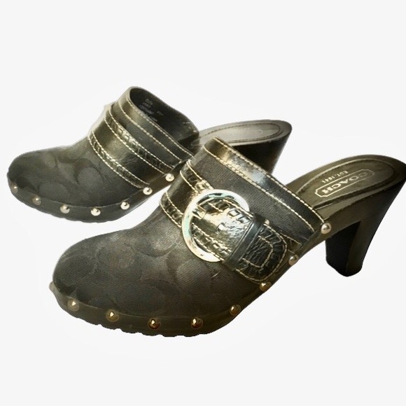 Coach Shoes - Coach Signature Sable Studded Heeled Clog